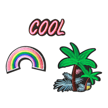 Strygemaerker regnbue, palme, cool patches strastuff.dk